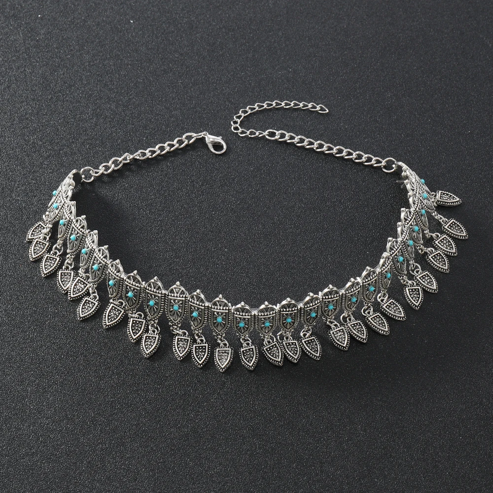 Indisches Ethno Choker-Collier – Retro Halskette mit Rhinestones, vergoldet oder versilbert – Bild 2