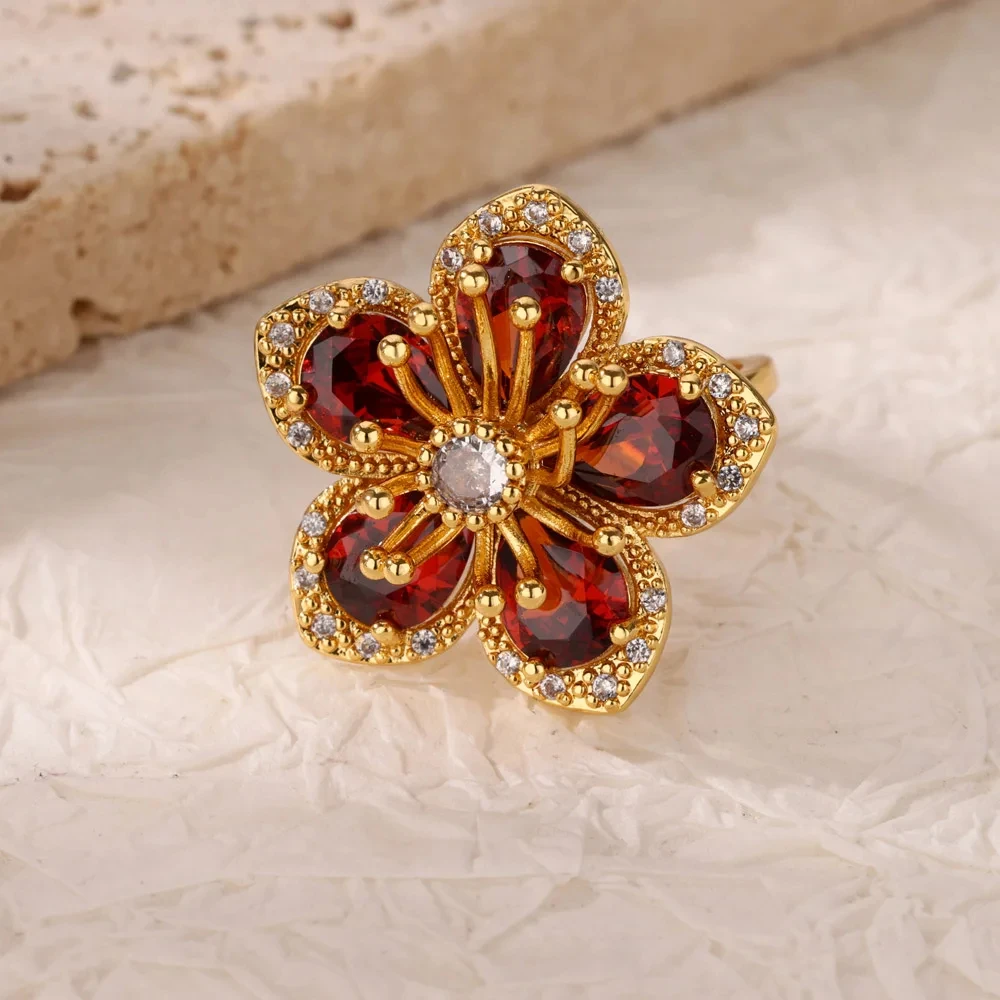 Luxury Edelstahlring – Vergoldeter Herz-Ring mit buntem Zirkonia-Stein – Bild 42