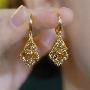 Vintage Drop-Ohrringe „Golden Geometry“