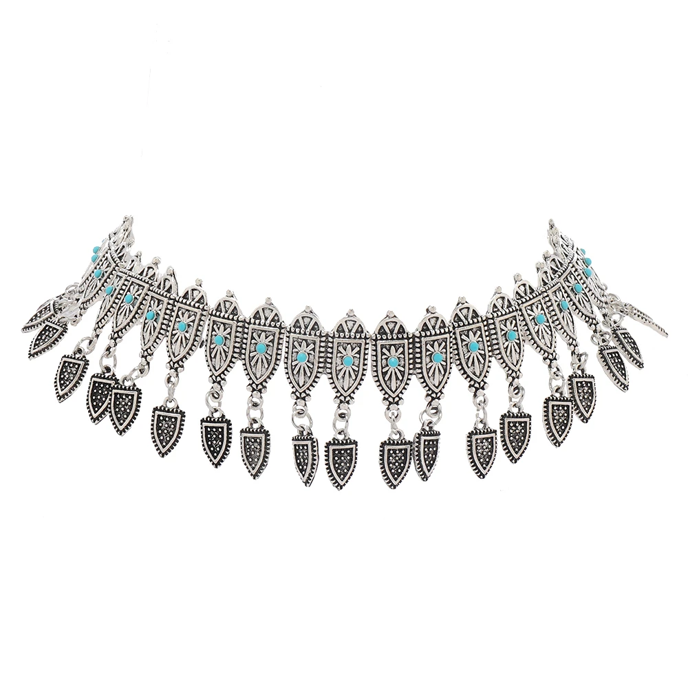 Indisches Ethno Choker-Collier – Retro Halskette mit Rhinestones, vergoldet oder versilbert – Bild 6