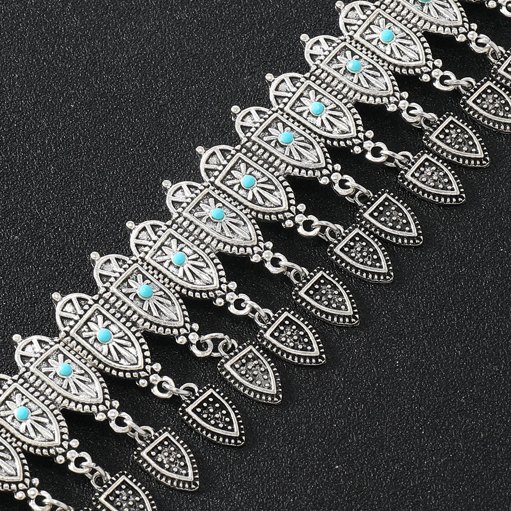 Indisches Ethno Choker-Collier – Retro Halskette mit Rhinestones, vergoldet oder versilbert – Bild 3