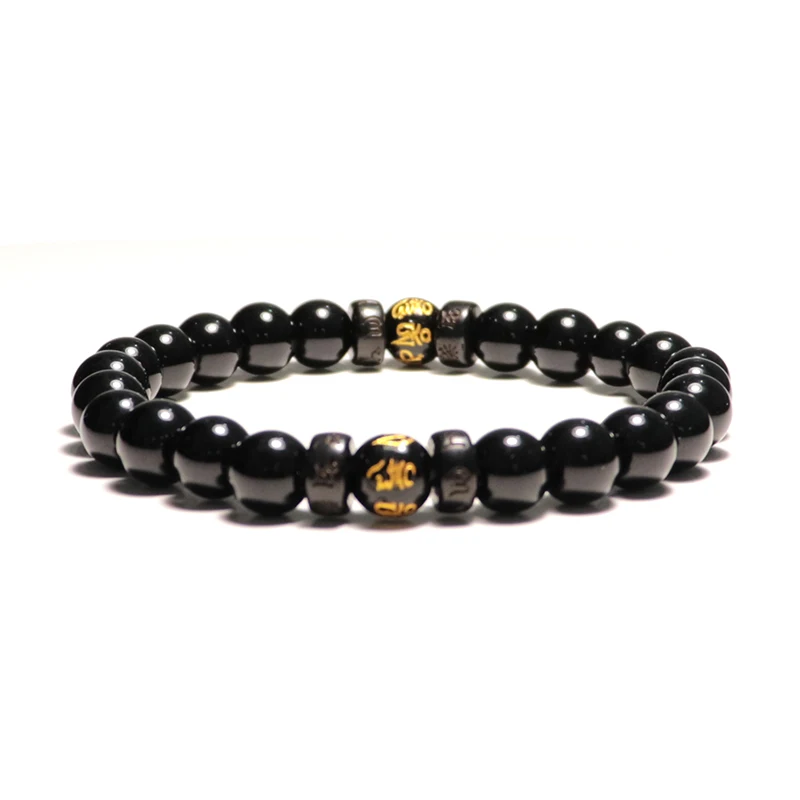 3er-Set Obsidian Buddha-Armbänder – „Om Mani Padme Hum“ Mantra Perlenarmband – Bild 6