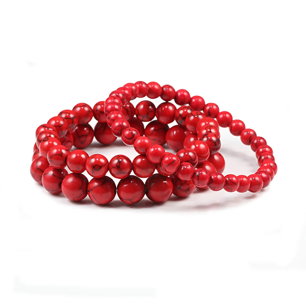 Natursteinarmband – Rote Perlen | 6/8/10mm – Bild 2