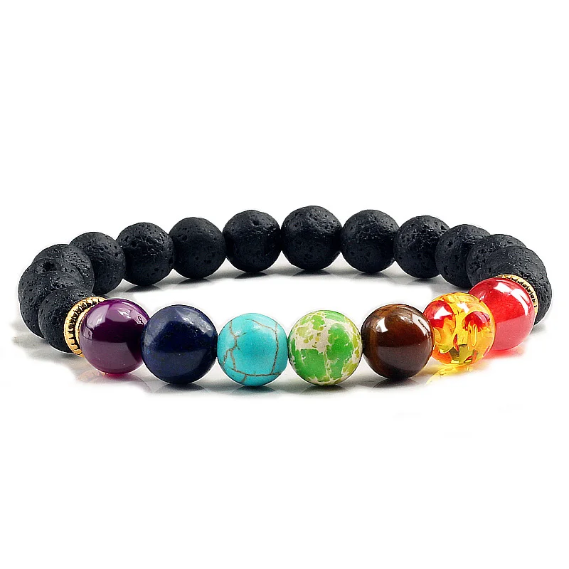 7 Chakra Naturstein-Armband – Elastisches Heilsteinarmband für Damen & Herren – Bild 3