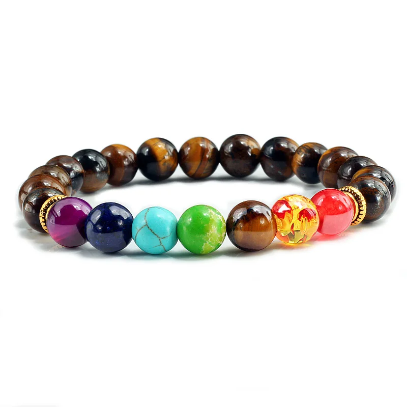7 Chakra Naturstein-Armband – Elastisches Heilsteinarmband für Damen & Herren – Bild 2