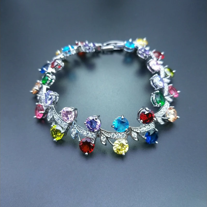 Charm Armband – 925 Sterling Silber mit bunten Topas Edelsteinen – Bild 7