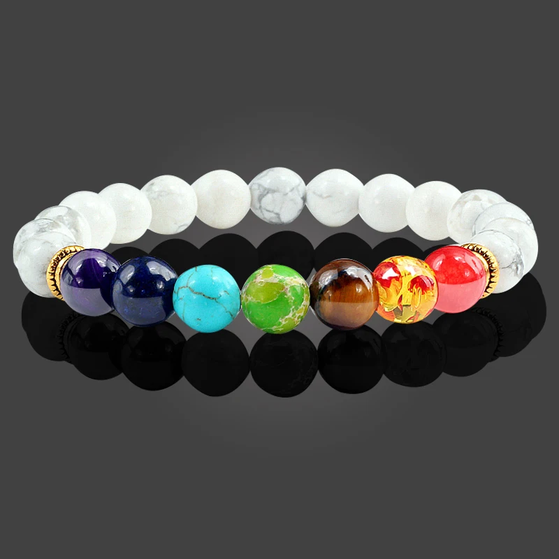 7 Chakra Naturstein-Armband – Elastisches Heilsteinarmband für Damen & Herren – Bild 5
