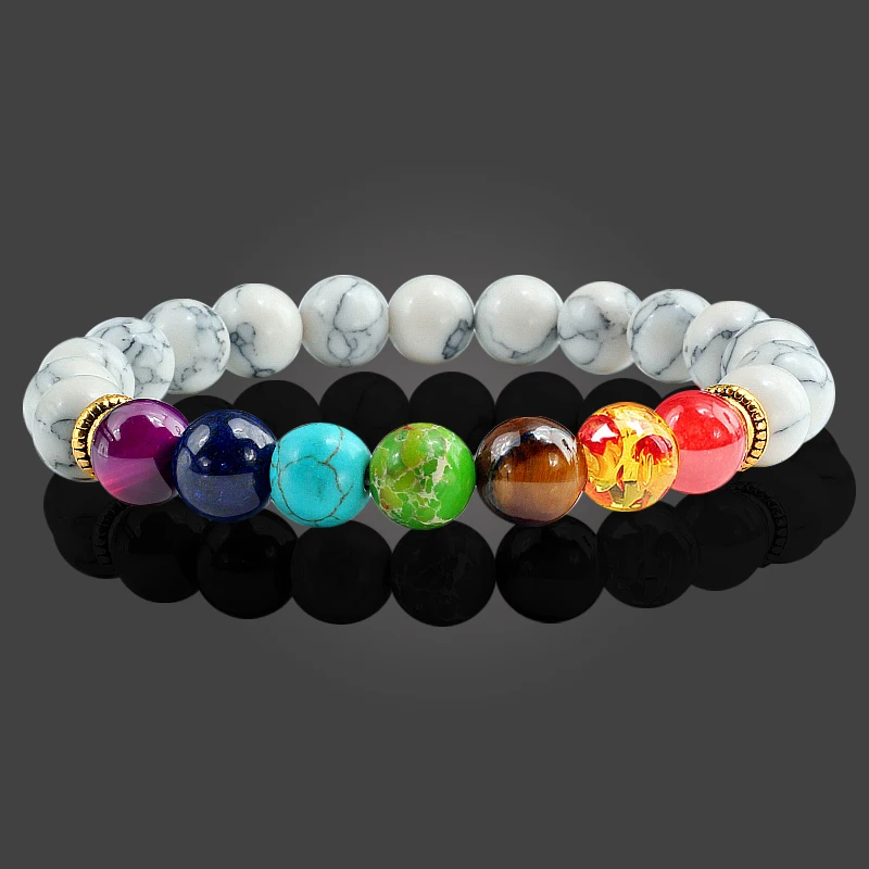 7 Chakra Naturstein-Armband – Elastisches Heilsteinarmband für Damen & Herren – Bild 4