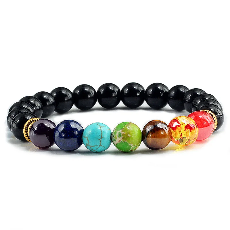7 Chakra Naturstein-Armband – Elastisches Heilsteinarmband für Damen & Herren – Bild 6