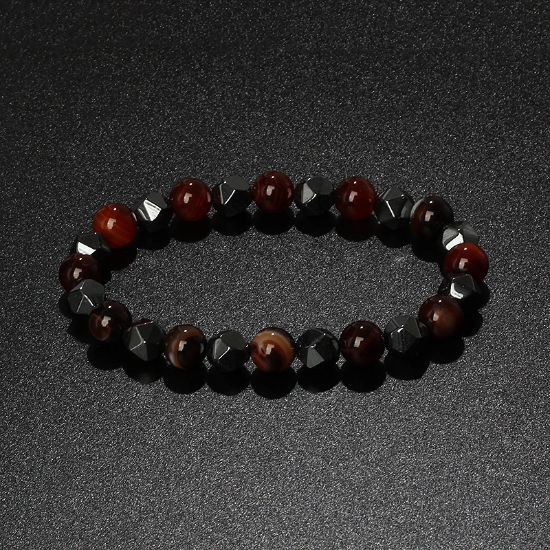 Natural Tiger Eye & Facettiertes Hämatit Armband – Bild 32