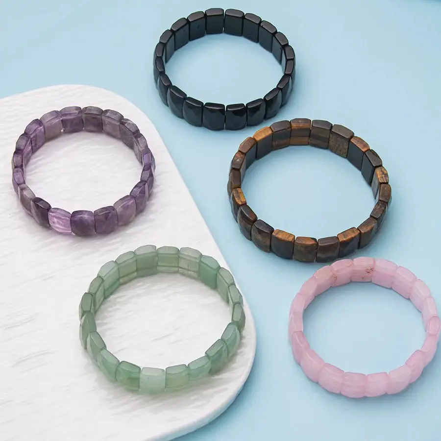 Natursteinarmband – Rechteckige Kristall- & Edelsteinperlen – Bild 5