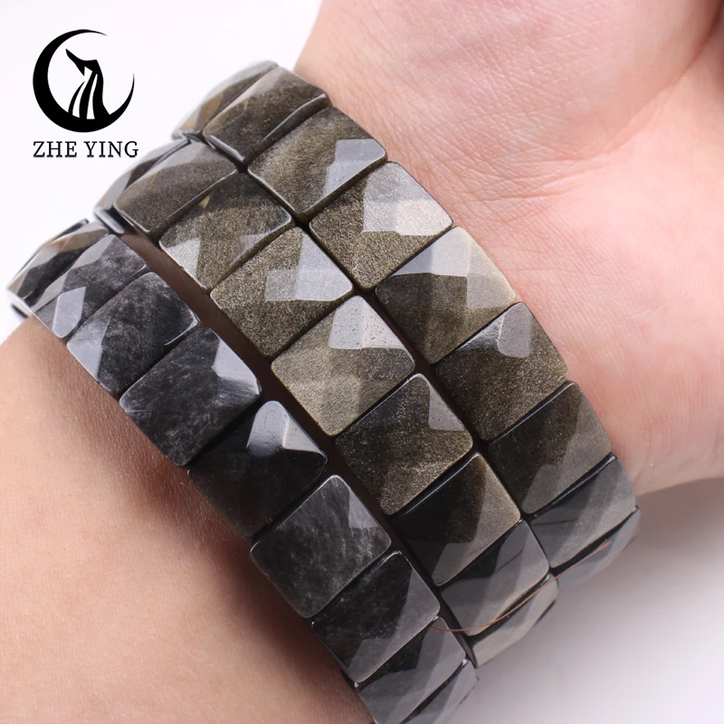 Armband mit Natursteinperlen – Rechteckig – Bild 25