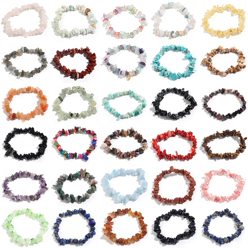 Kristall-Armband – Naturstein Splitter Armband aus Bergkristall, Quarz & Heilsteinen – Bild 6