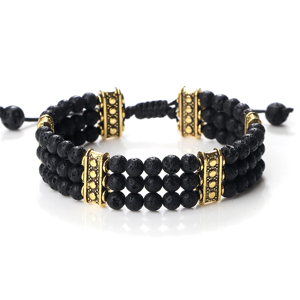 Geflochtenes Natursteinarmband – 4mm Perlen mit Lavastein & Malachit – Bild 22