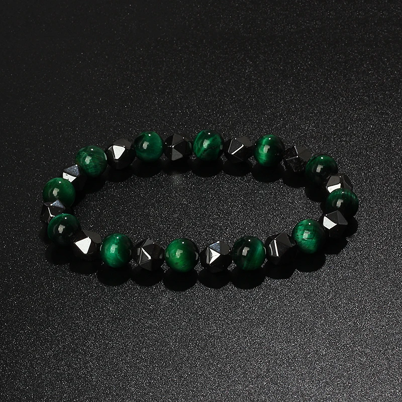 Natural Tiger Eye & Facettiertes Hämatit Armband – Bild 30