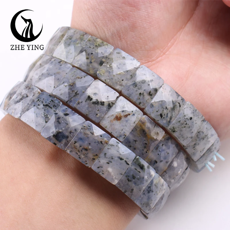 Armband mit Natursteinperlen – Rechteckig – Bild 11