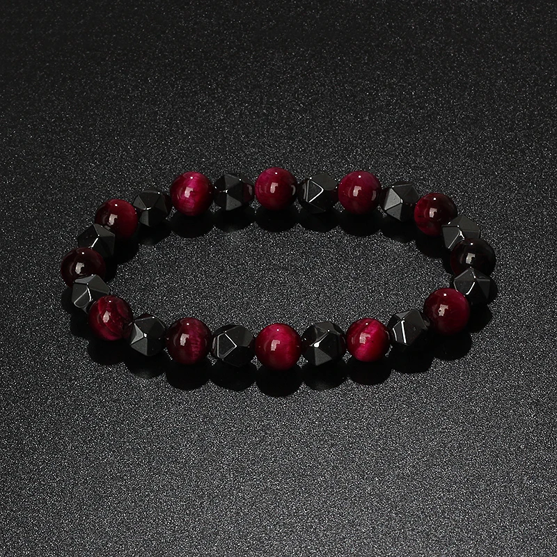 Natural Tiger Eye & Facettiertes Hämatit Armband – Bild 5