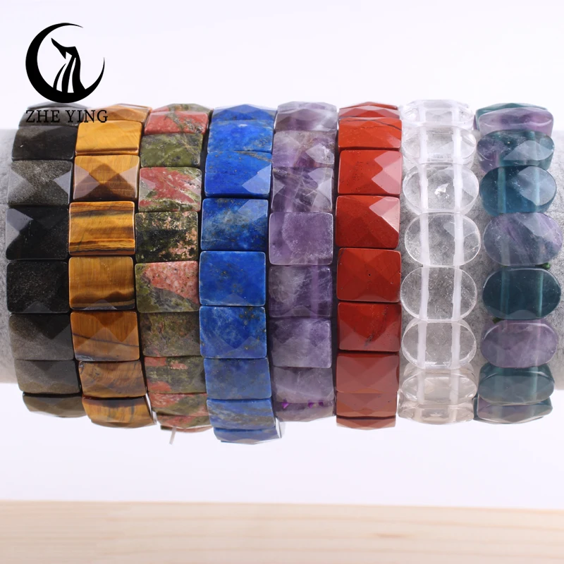 Armband mit Natursteinperlen – Rechteckig – Bild 3