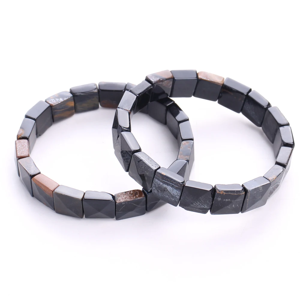 Armband mit Natursteinperlen – Rechteckig – Bild 16