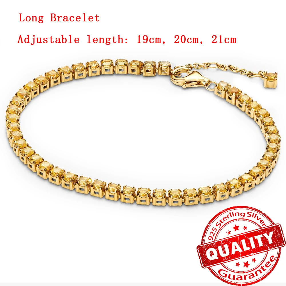 925 Sterling Silber Tennisarmband – Gelb & Blau, Funkelndes Pavé-Design mit Perlenoptik – Bild 7