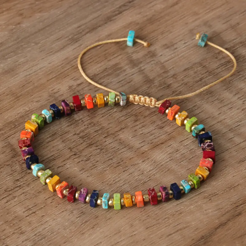 Boho 4mm Natürliches Buntes Imperial Jaspis Armband – Bild 2