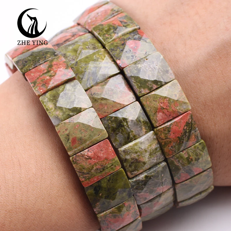 Armband mit Natursteinperlen – Rechteckig – Bild 9