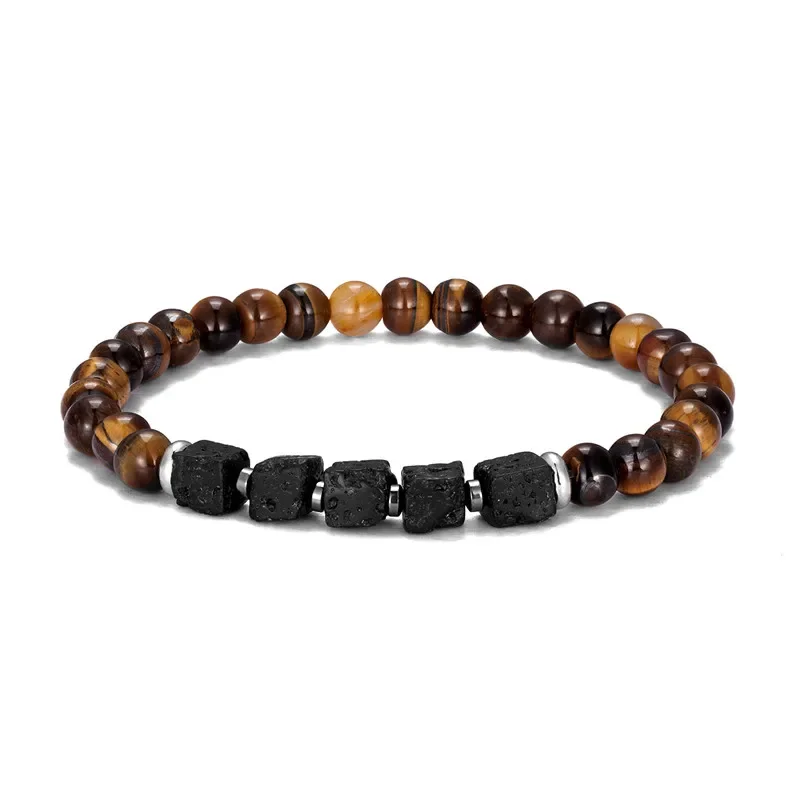 Armband – Schwarzer Matte Onyx & Lavawürfel – Bild 16