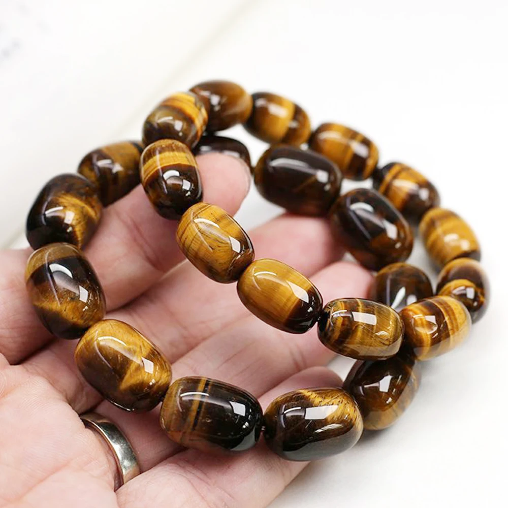 Tigerauge Armband – Oval geschliffene Natursteinperlen – Bild 4