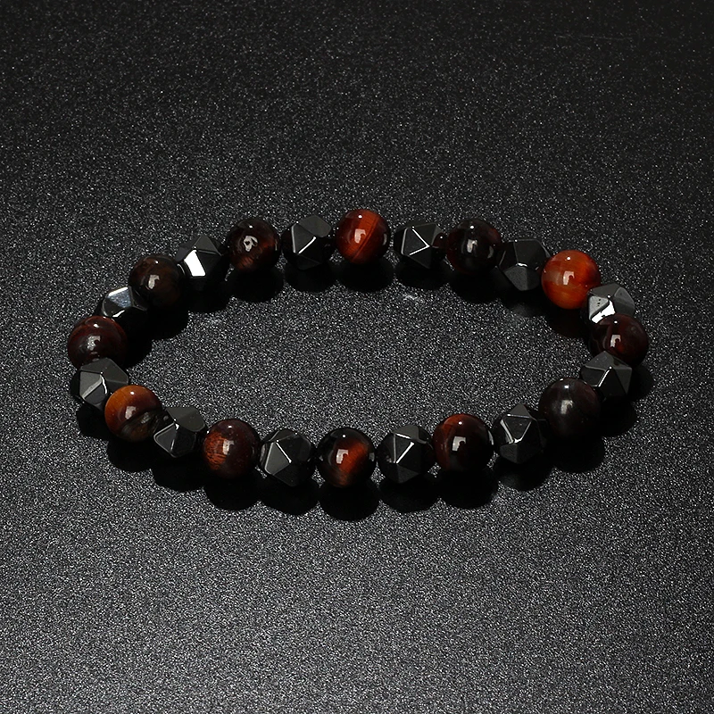 Natural Tiger Eye & Facettiertes Hämatit Armband – Bild 47