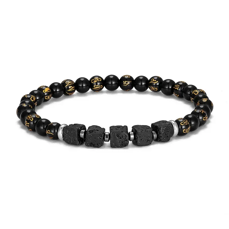 Armband – Schwarzer Matte Onyx & Lavawürfel – Bild 19