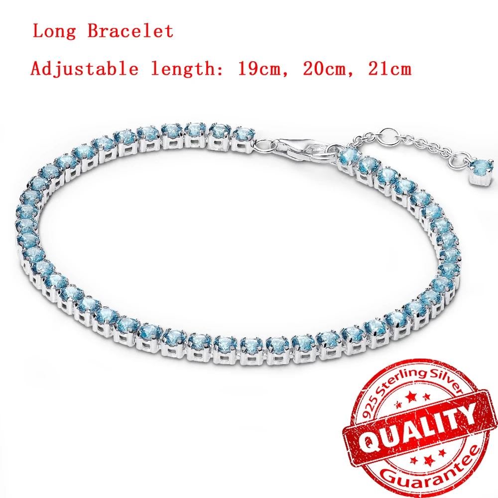 925 Sterling Silber Tennisarmband – Gelb & Blau, Funkelndes Pavé-Design mit Perlenoptik – Bild 3