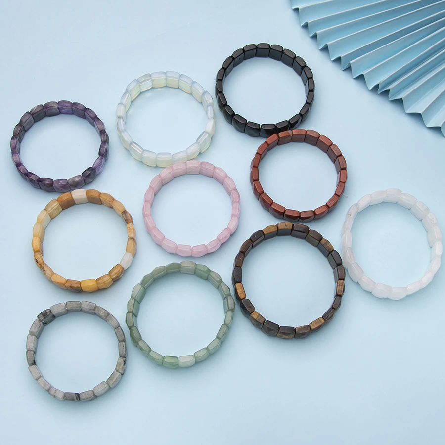 Natursteinarmband – Rechteckige Kristall- & Edelsteinperlen – Bild 3