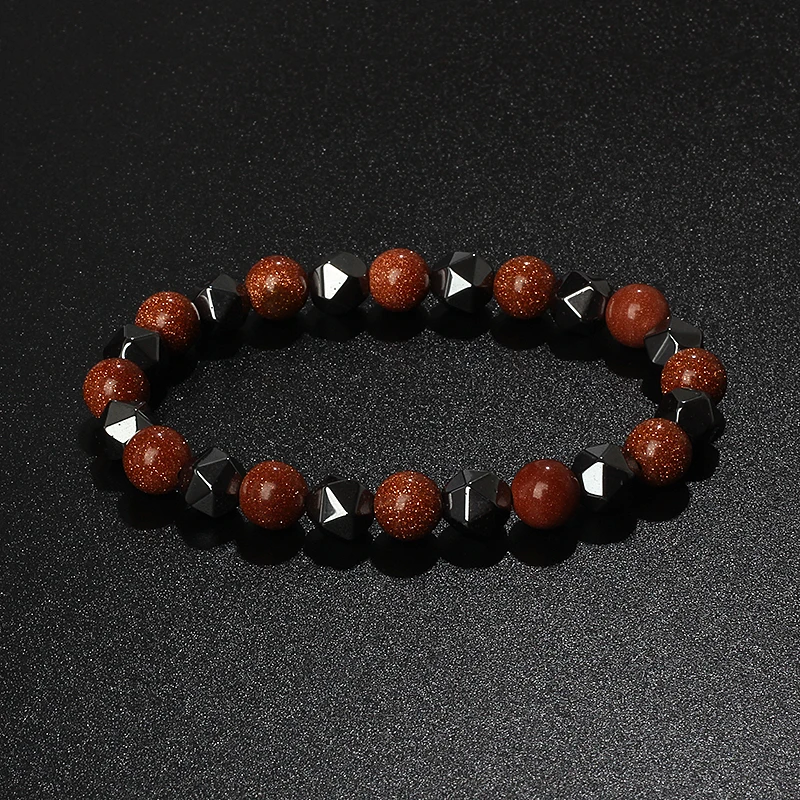 Natural Tiger Eye & Facettiertes Hämatit Armband – Bild 35