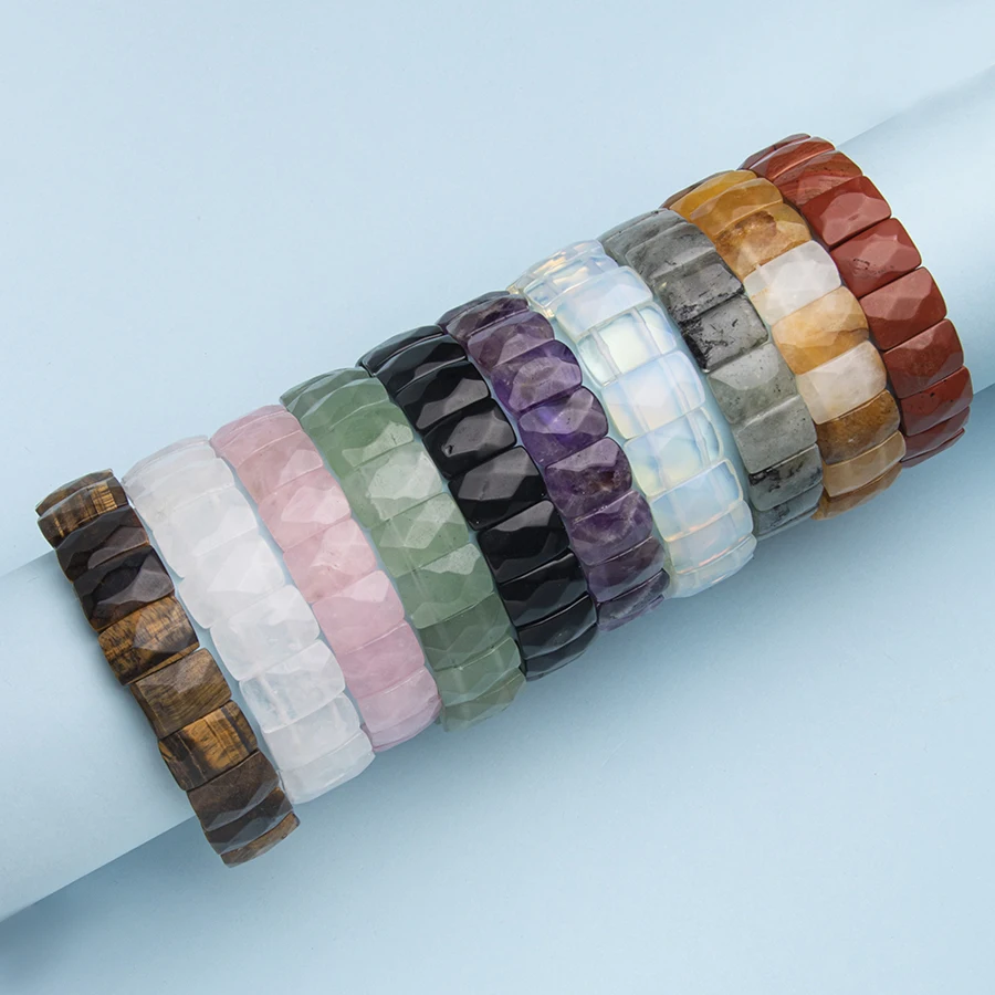 Natursteinarmband – Rechteckige Kristall- & Edelsteinperlen – Bild 2