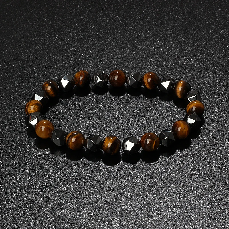 Natural Tiger Eye & Facettiertes Hämatit Armband – Bild 21