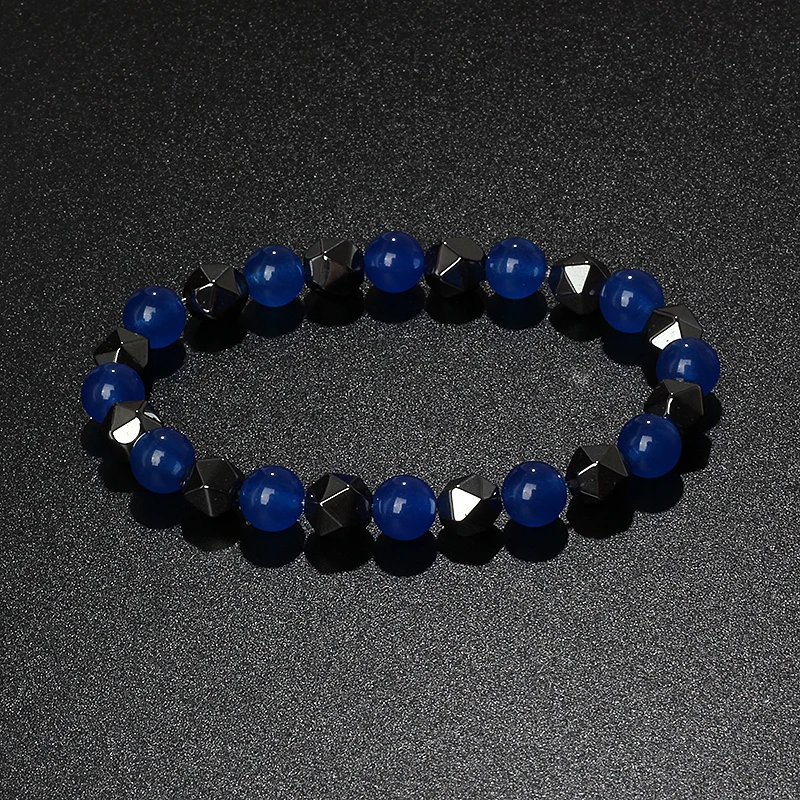 Natural Tiger Eye & Facettiertes Hämatit Armband – Bild 45