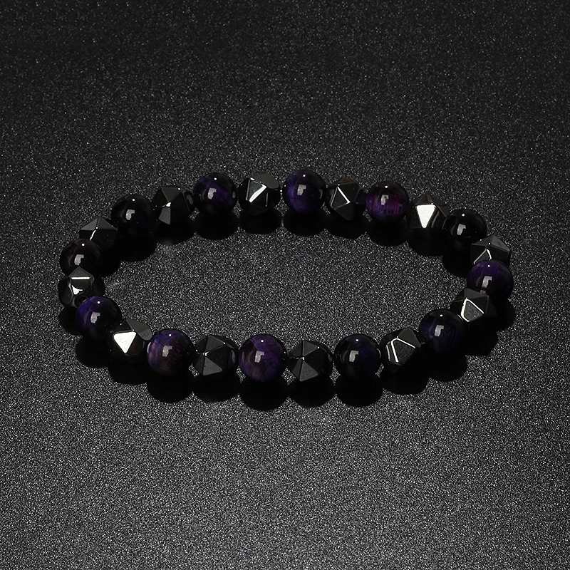 Natural Tiger Eye & Facettiertes Hämatit Armband – Bild 39