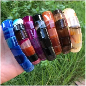 Naturstein-Armband – Botswana-Achat Rechteck-Perlen 13×15 mm