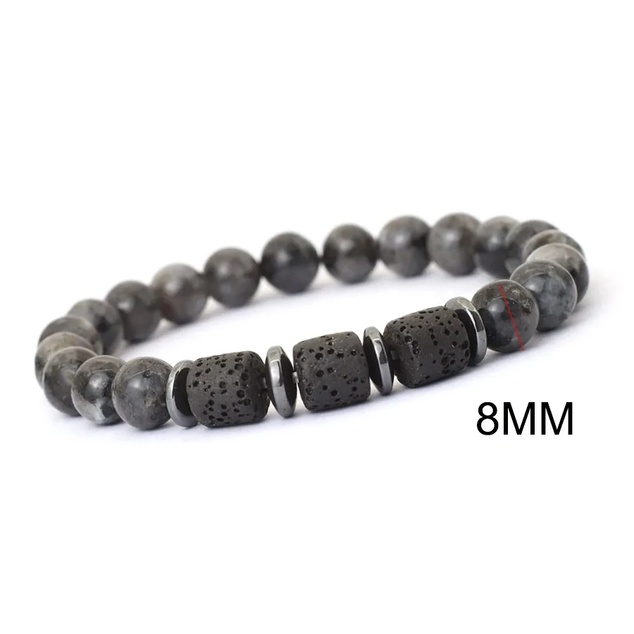 Armband – Schwarzer Matte Onyx & Lavawürfel – Bild 5