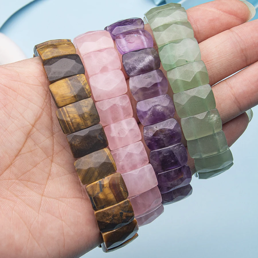 Natursteinarmband – Rechteckige Kristall- & Edelsteinperlen – Bild 4