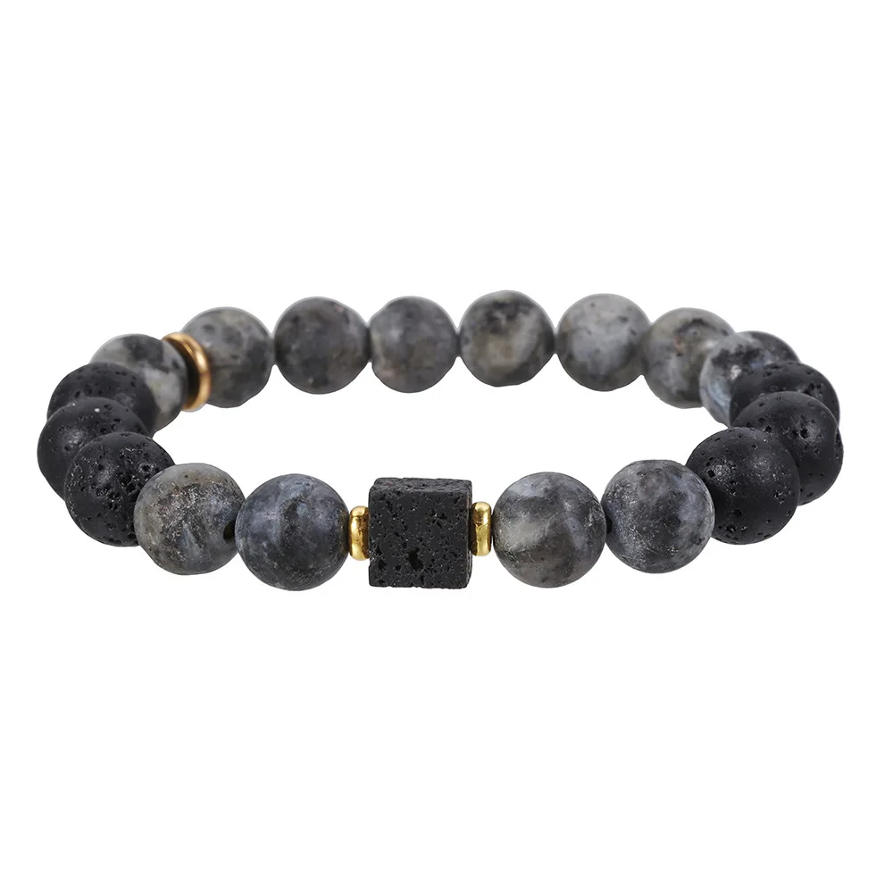 Armband – Schwarzer Matte Onyx & Lavawürfel – Bild 10