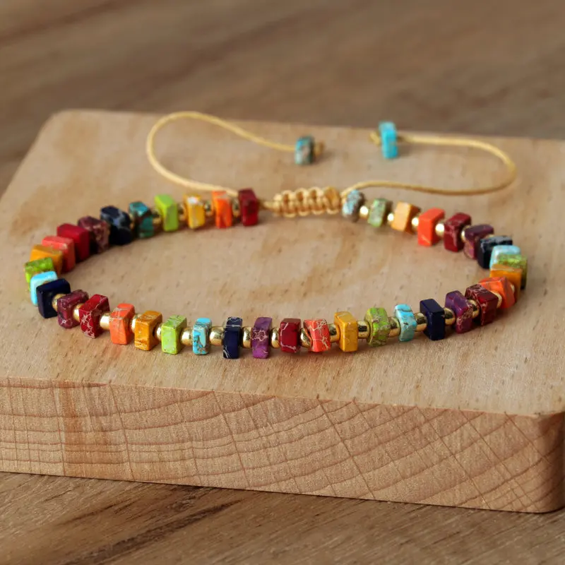 Boho 4mm Natürliches Buntes Imperial Jaspis Armband – Bild 4