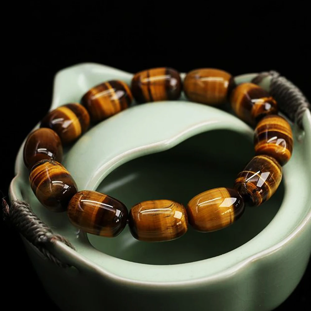 Tigerauge Armband – Oval geschliffene Natursteinperlen – Bild 3