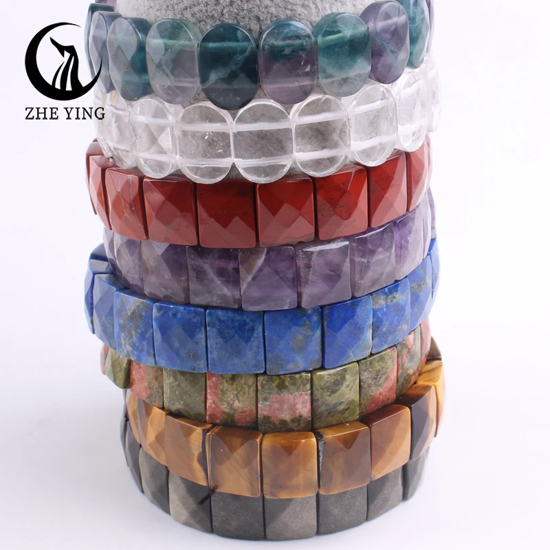 Armband mit Natursteinperlen – Rechteckig – Bild 2