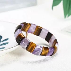 Naturstein Armband – Multicolor Amethyst, Kristall & Edelsteinperlen