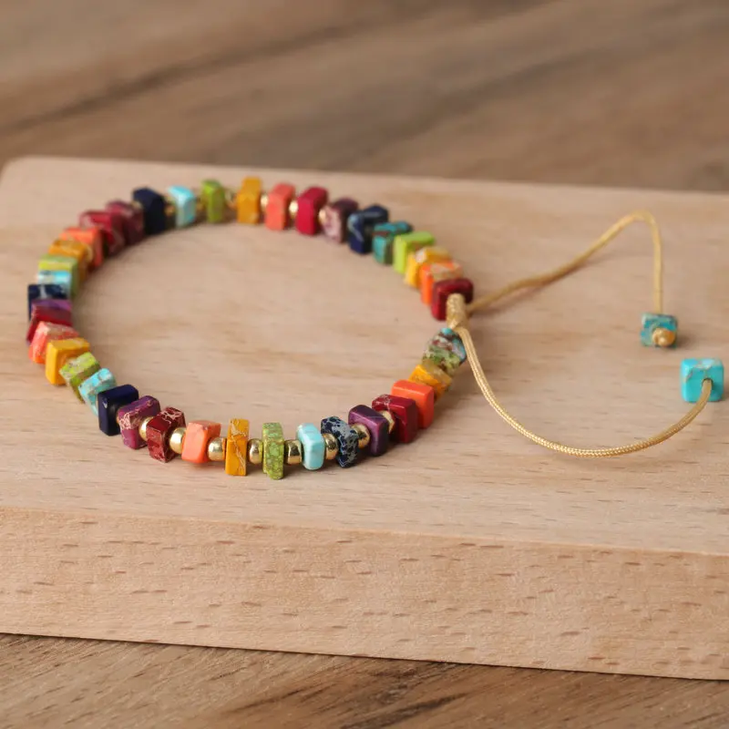 Boho 4mm Natürliches Buntes Imperial Jaspis Armband – Bild 5