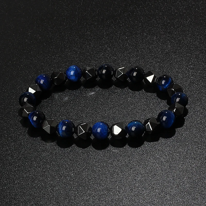 Natural Tiger Eye & Facettiertes Hämatit Armband – Bild 6