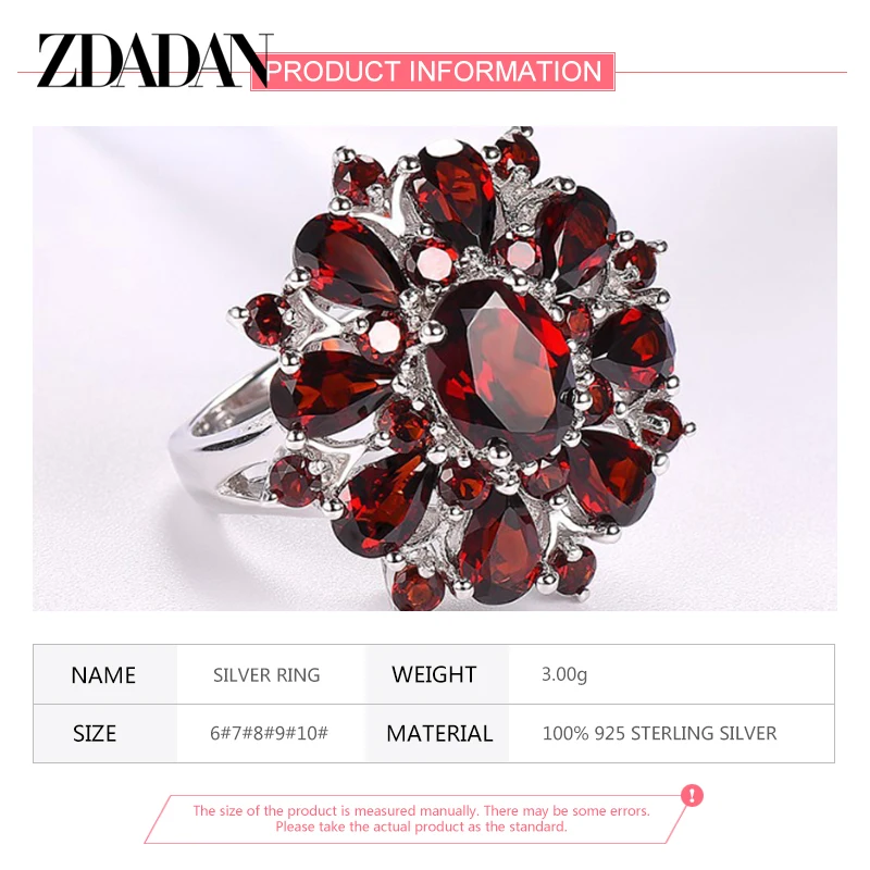 925 Sterling Silber Granatring – Bild 5