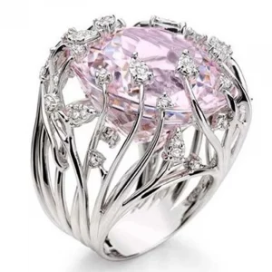 925 Sterling Silberring mit Rosa Zirkonia