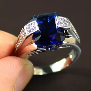 925 Sterling Silber Ring mit Blauem Zirkonia